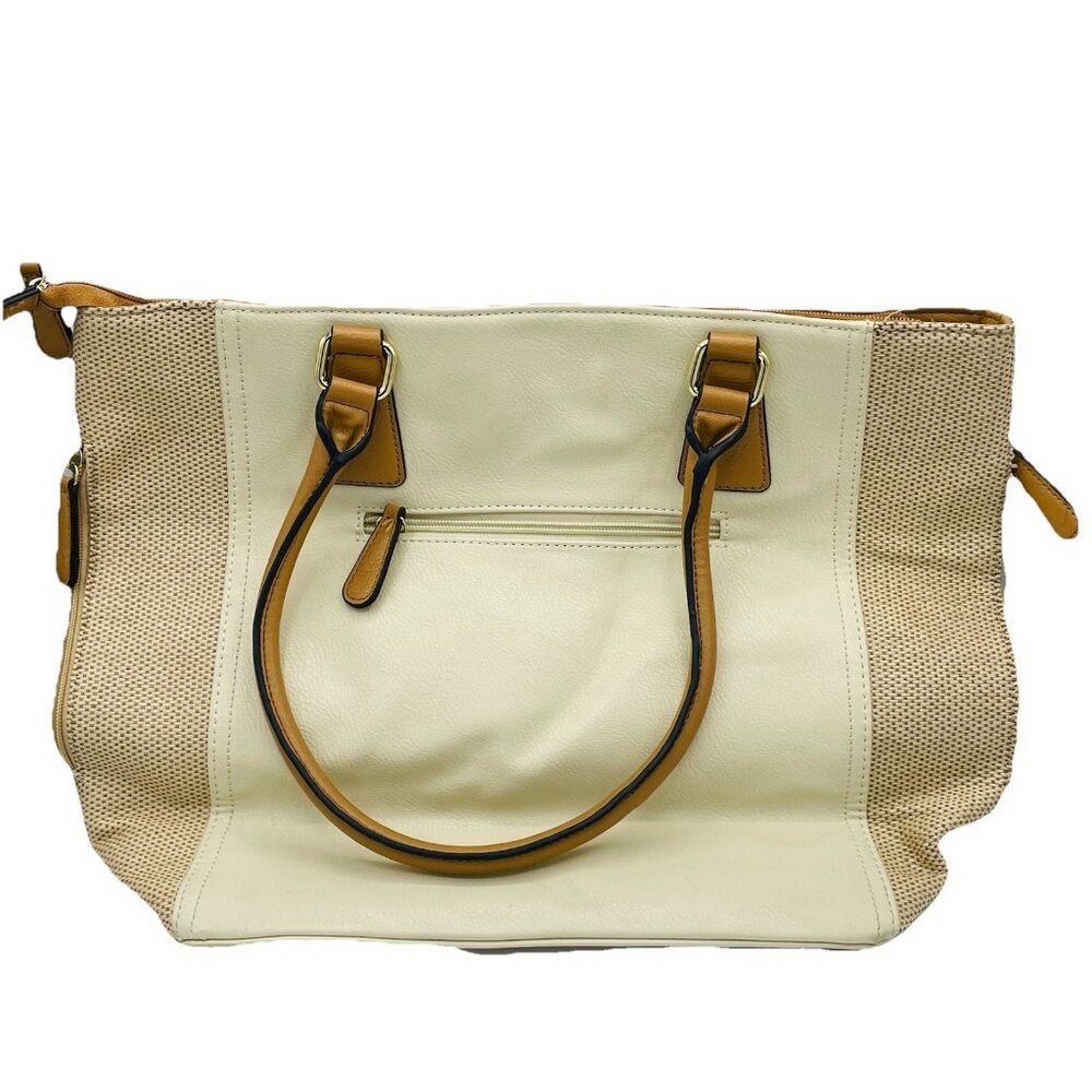 Apt. 9 Womens Handbag Beige Large Purse Shoulder Bag Zip Side Pockets